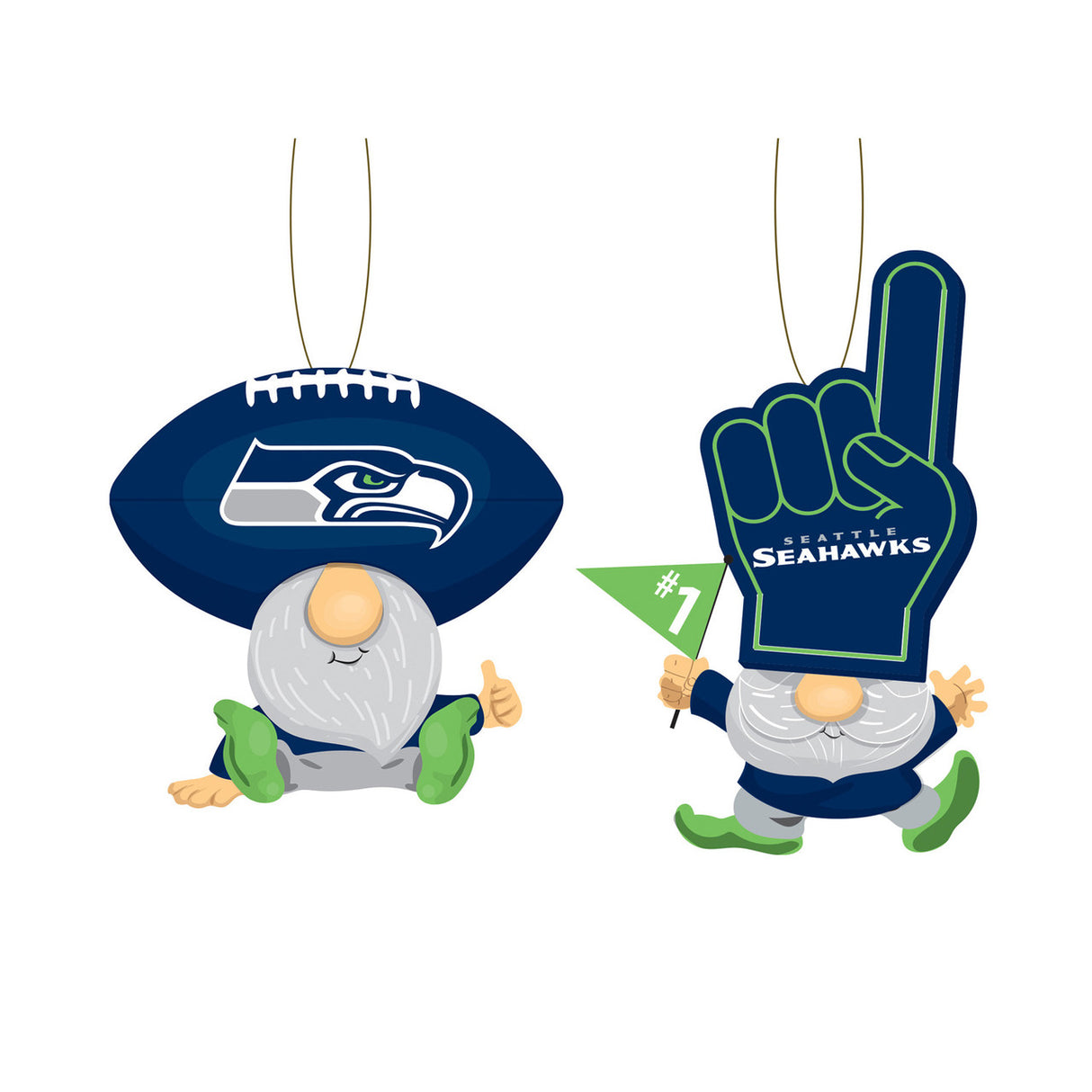 Evergreen Enterprises Seattle Seahawks Fan 2 Pack Gnome Ornament Fan Gear NFL Seattle Seahawks