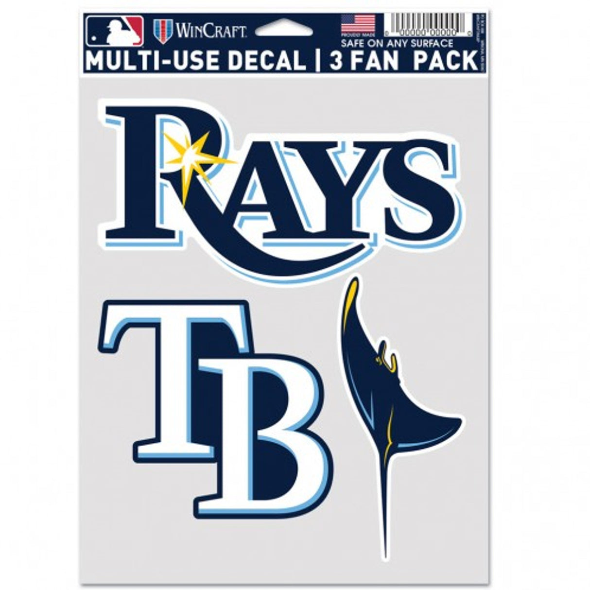 Wincraft Tampa Bay Rays Fan 3 Pack Multi Use Decal Fan Gear MLB Tampa Bay Rays