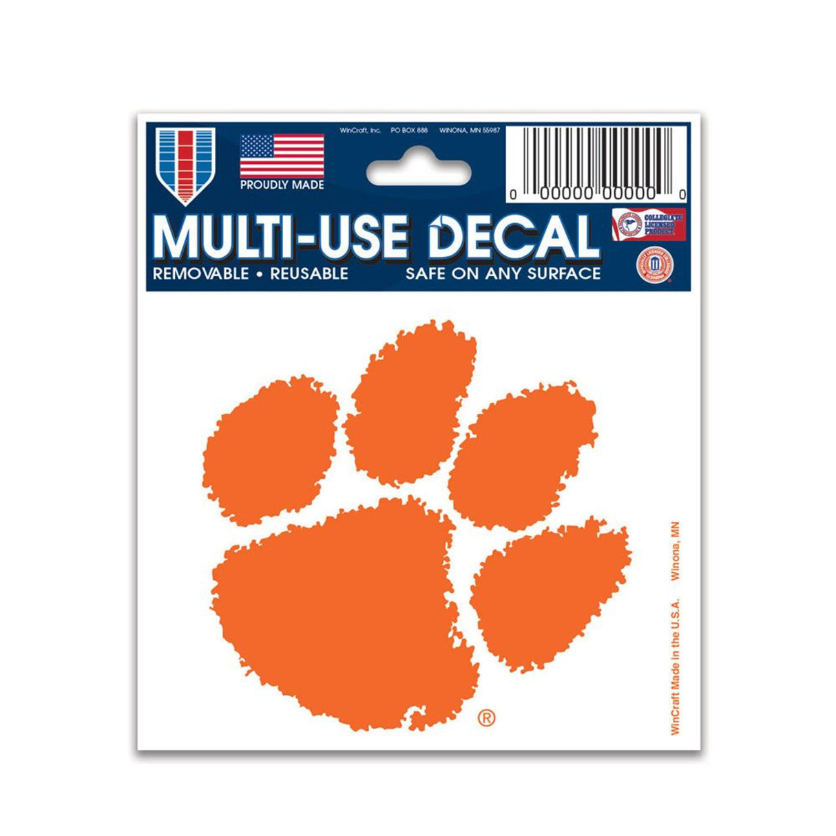 Wincraft Clemson Tigers Color Multi Use Decal 3x4 Fan Gear NCAA Clemson Tigers
