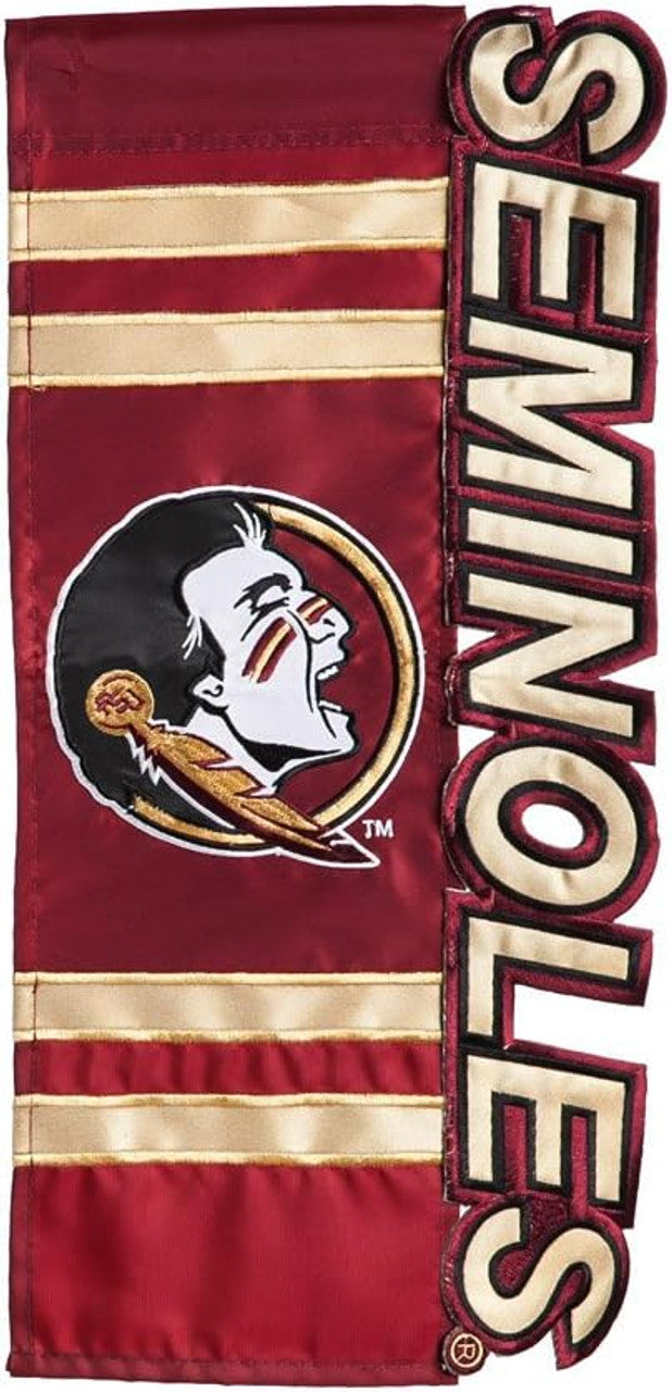 EVERGREEN Florida State Seminoles Applique Sculpted Garden Style Flag Fan Gear NCAA Florida State Seminoles