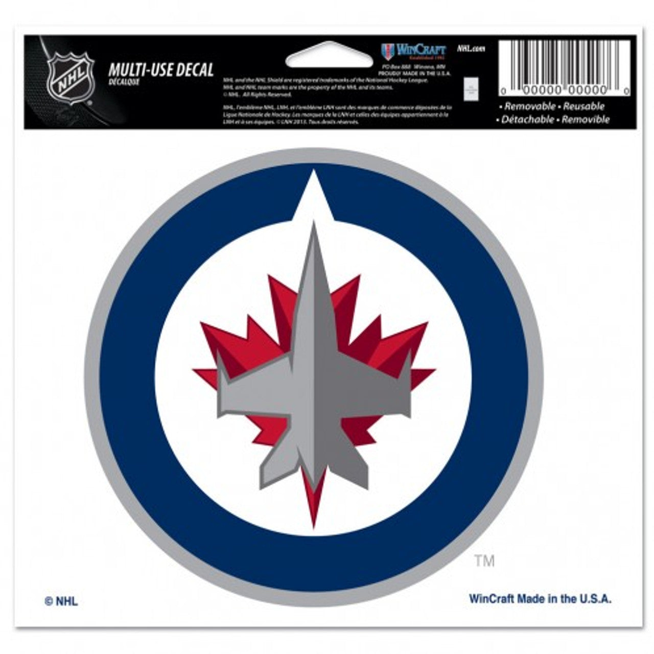 Wincraft Winnipeg Jets Color Multi Use Decal 5x6 Fan Gear NHL Winnipeg Jets