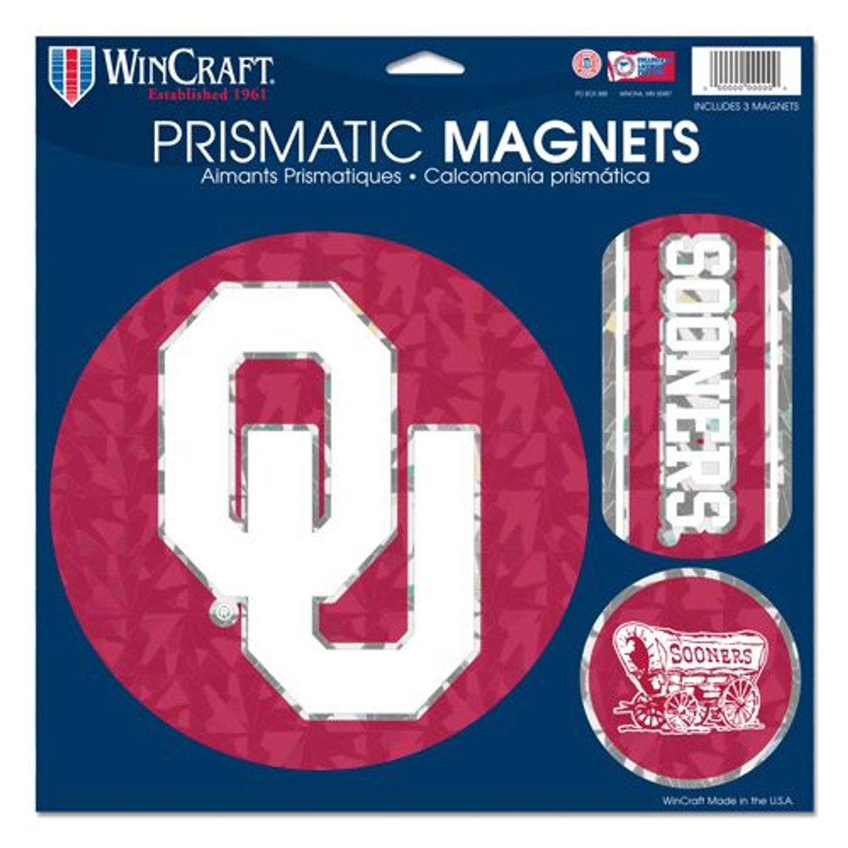 Wincraft Oklahoma Sooners Prismatic Sheet Magnets 11x11 Fan Gear NCAA Oklahoma Sooners