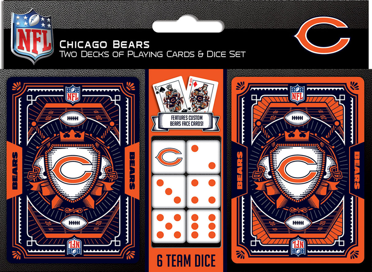 Masterpieces Puzzle Company Chicago Bears Playing Cards and Dice Set Fan Gear NFL Chicago Bears