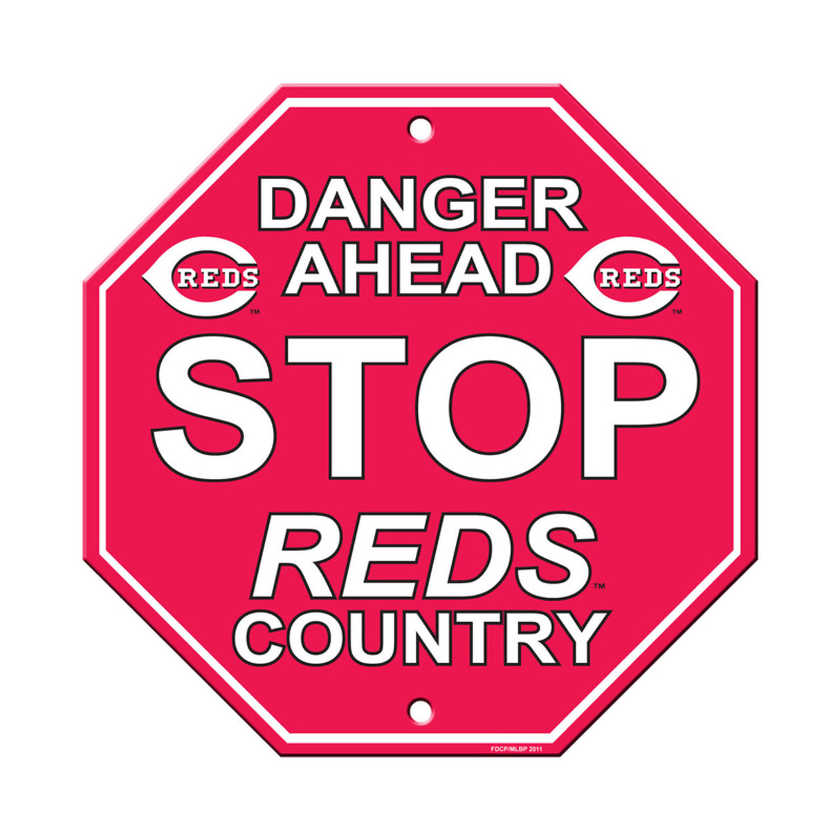 Fremont Die Cincinnati Reds Plastic Stop Style Sign 12x12 Fan Gear MLB Cincinnati Reds