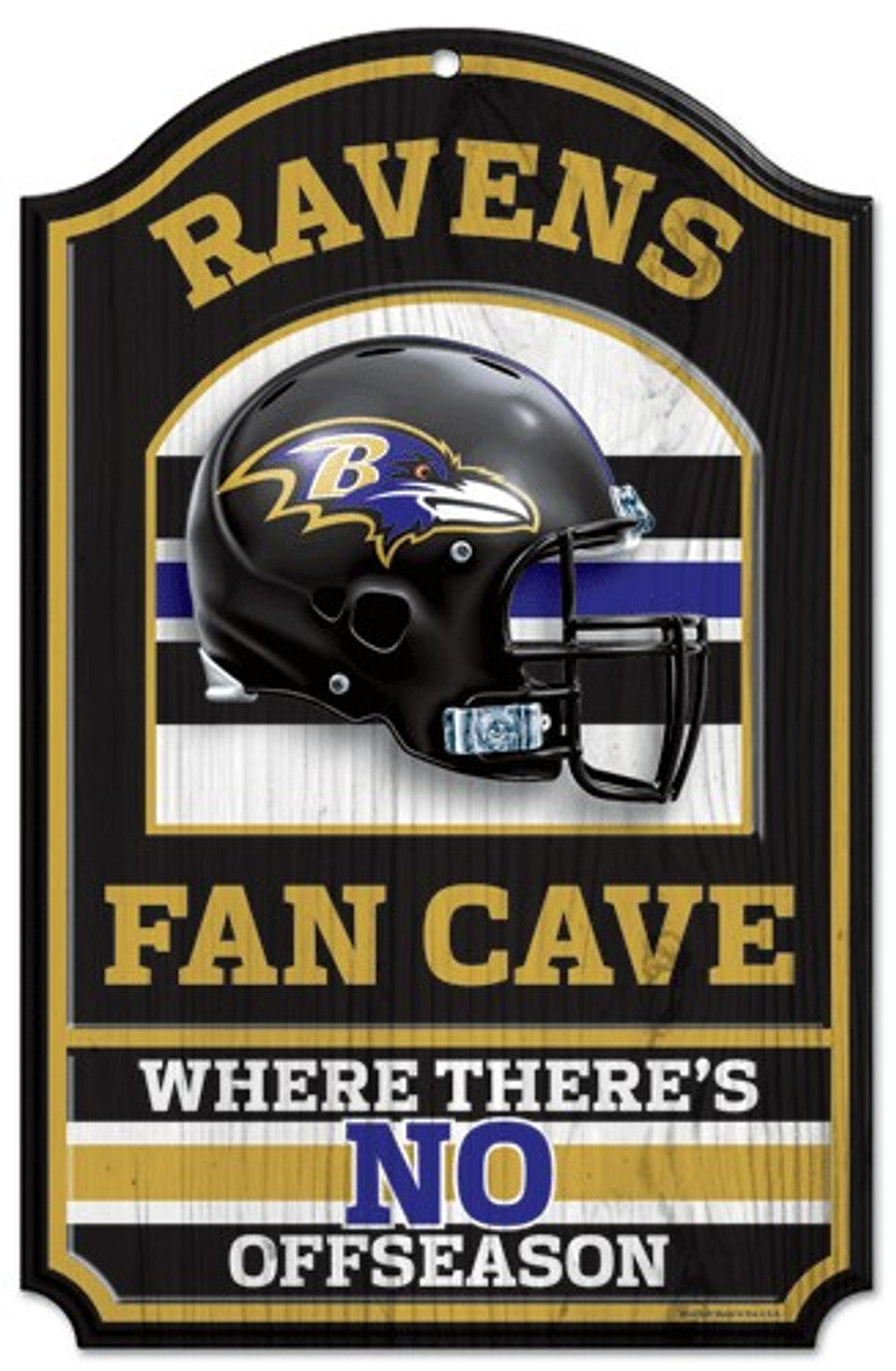 Wincraft Baltimore Ravens Fan Cave Design Wood Sign 11"x17" Fan Gear NFL Baltimore Ravens