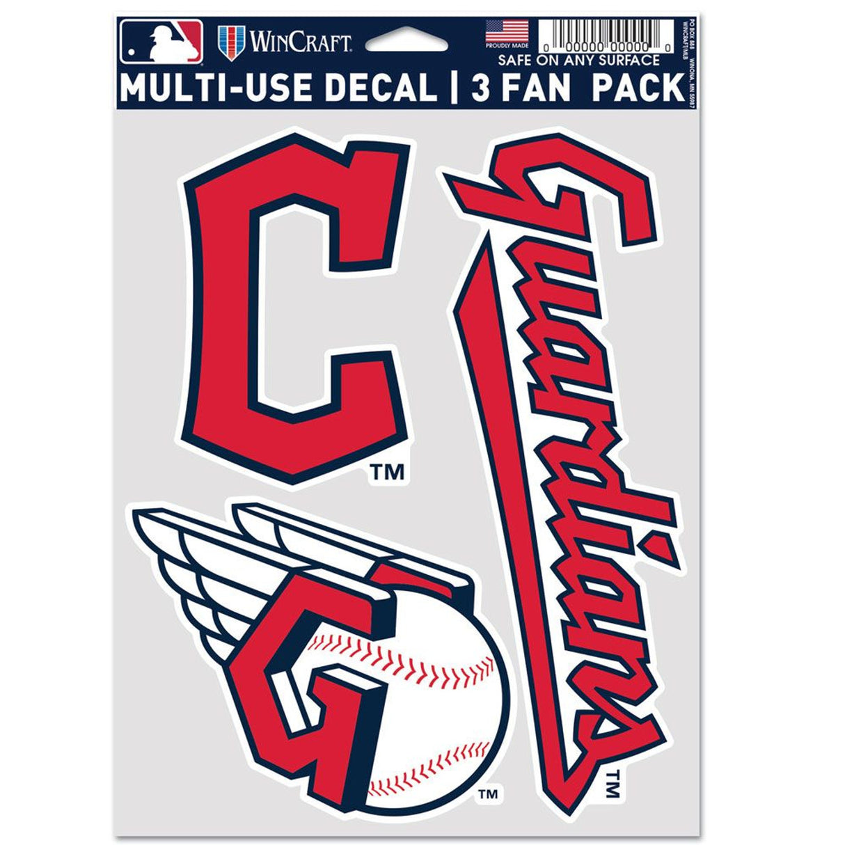 Wincraft Cleveland Guardians Fan 3 Pack Multi Use Decal Fan Gear MLB Cleveland Indians