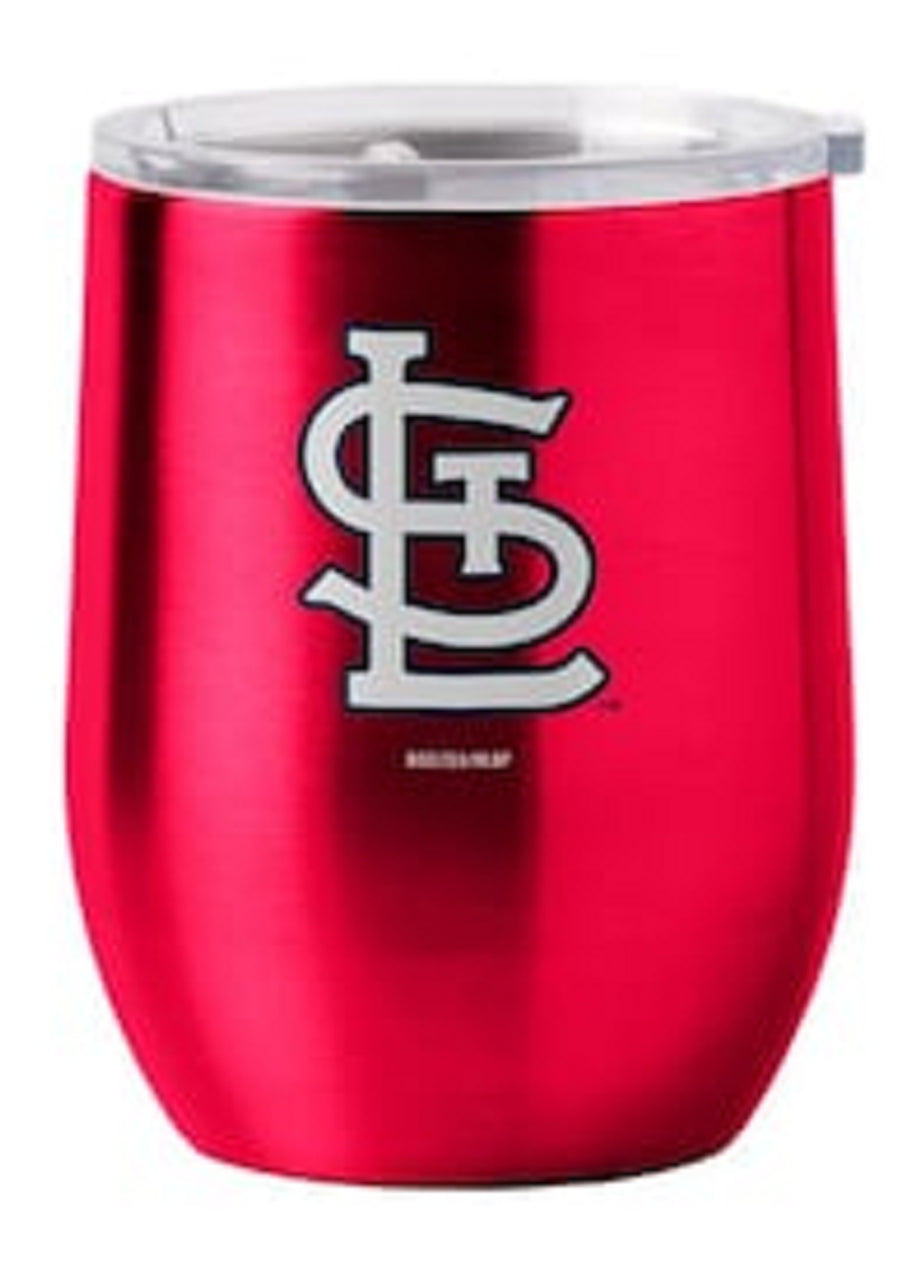 Logo Brands St. Louis Cardinals 16oz Stainless Steel Curved Travel Tumbler Fan Gear MLB St. Louis Cardinals