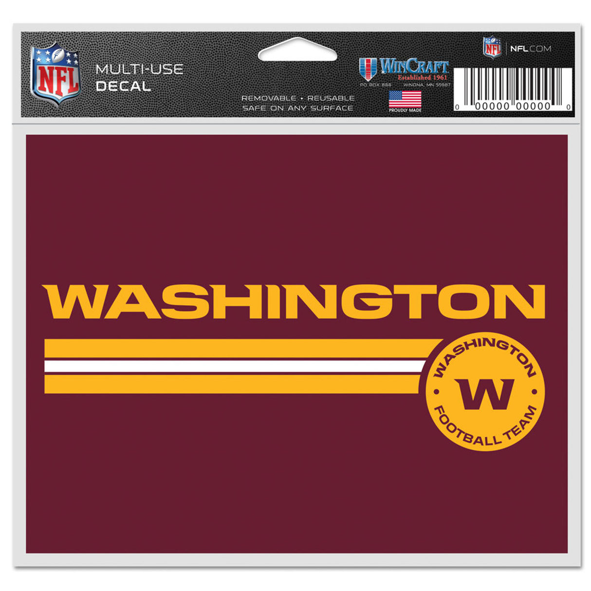 Wincraft Washington Commanders Color Multi Use Decal 5x6 Fan Gear NFL Washington Commanders