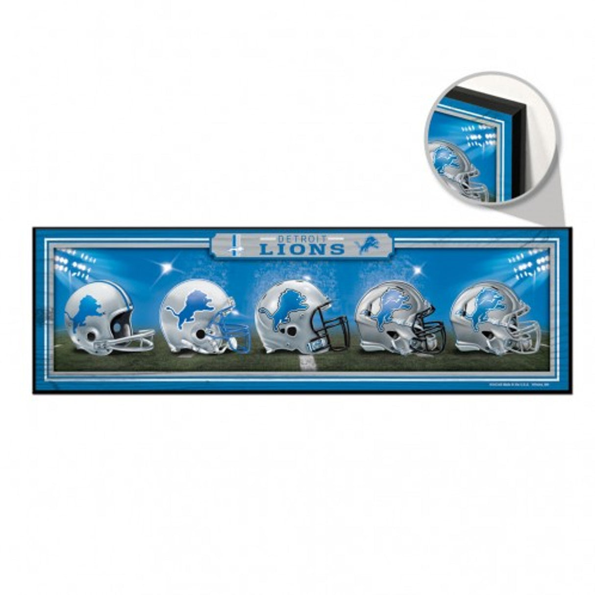 Wincraft Detroit Lions Helmets Design Wood Sign 9x30 - Special Order Fan Gear NFL Detroit Lions