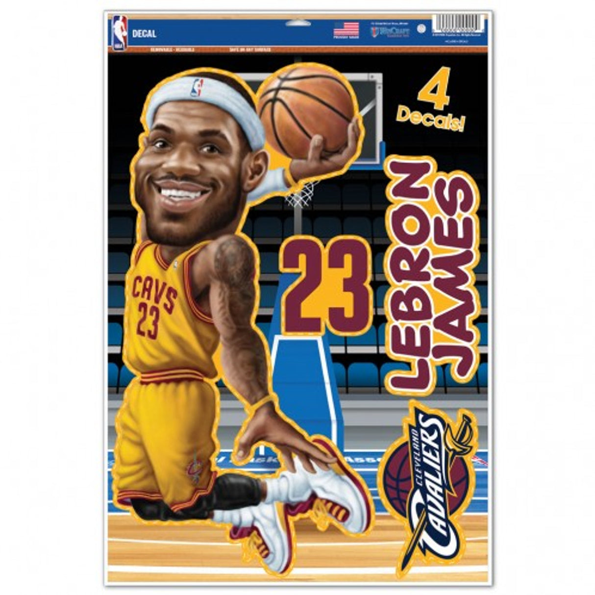 Wincraft Cleveland Cavaliers Multi Use LeBron James Caricature Design Decal 11x17 Fan Gear NBA Cleveland Cavaliers