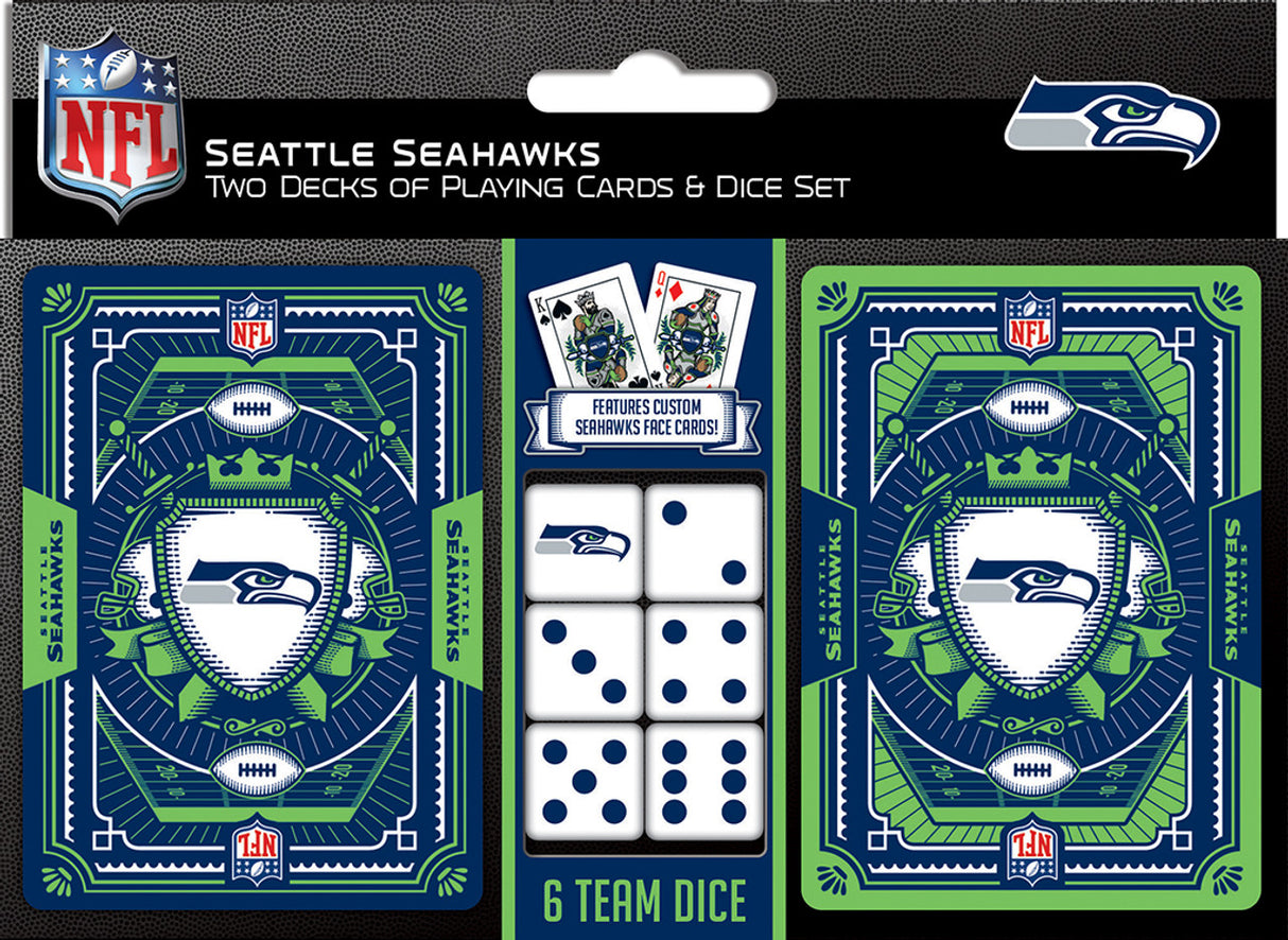 Masterpieces Puzzle Company Seattle Seahawks Playing Cards and Dice Set Fan Gear NFL Seattle Seahawks