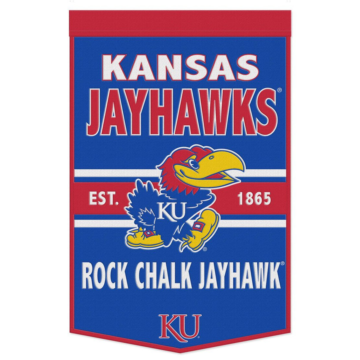 Wincraft Kansas Jayhawks Dynasty Slogan Design Wool Banner 24x38 - Special Order Fan Gear NCAA Kansas Jayhawks