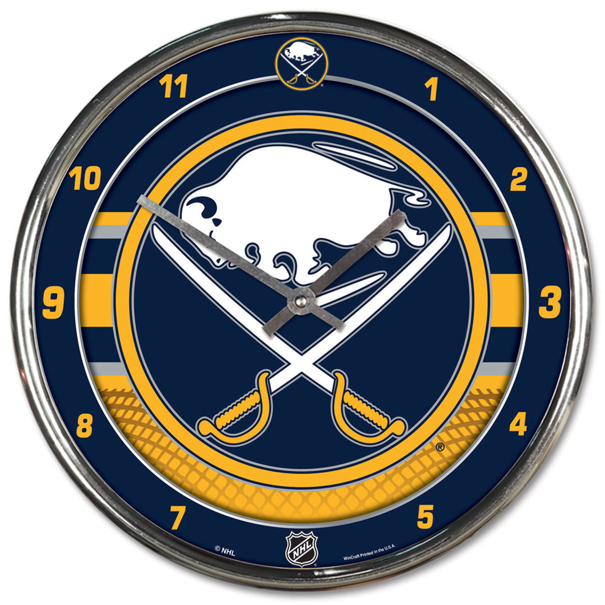 Wincraft Buffalo Sabres Chrome Round Wall Clock Fan Gear NHL Buffalo Sabres