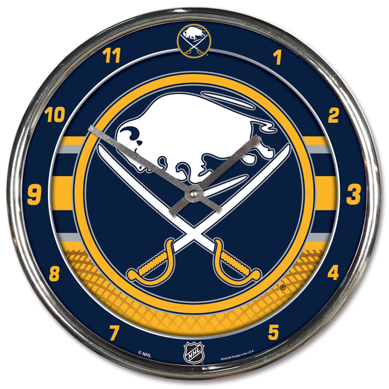 Wincraft Buffalo Sabres Chrome Round Wall Clock Fan Gear NHL Buffalo Sabres