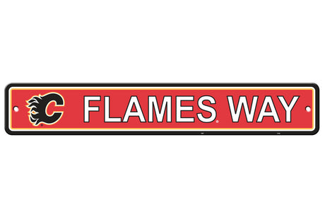 Fremont Die Calgary Flames Plastic Street Style Sign 4x24 Fan Gear NHL Calgary Flames