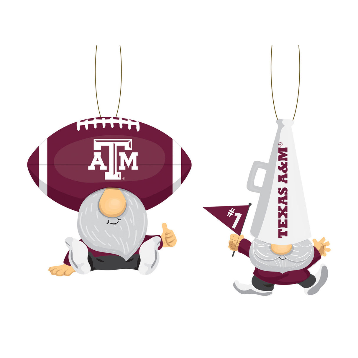 Evergreen Enterprises Texas A&M Aggies Fan 2 Pack Gnome Ornament Fan Gear NCAA Texas A&M Aggies