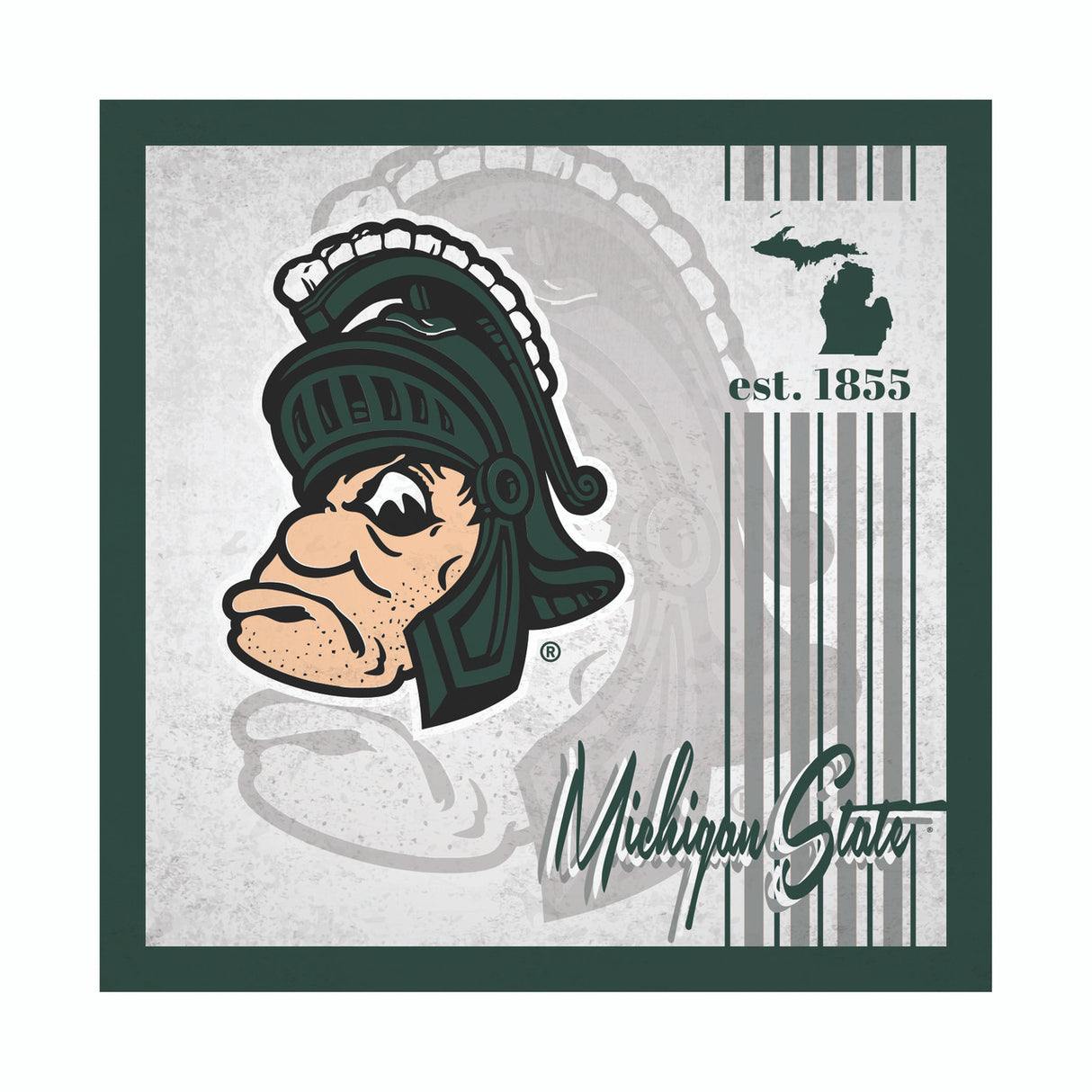 Fan Creations Michigan State Spartans Album Design Wood Sign 10x10 Fan Gear NCAA Michigan State Spartans
