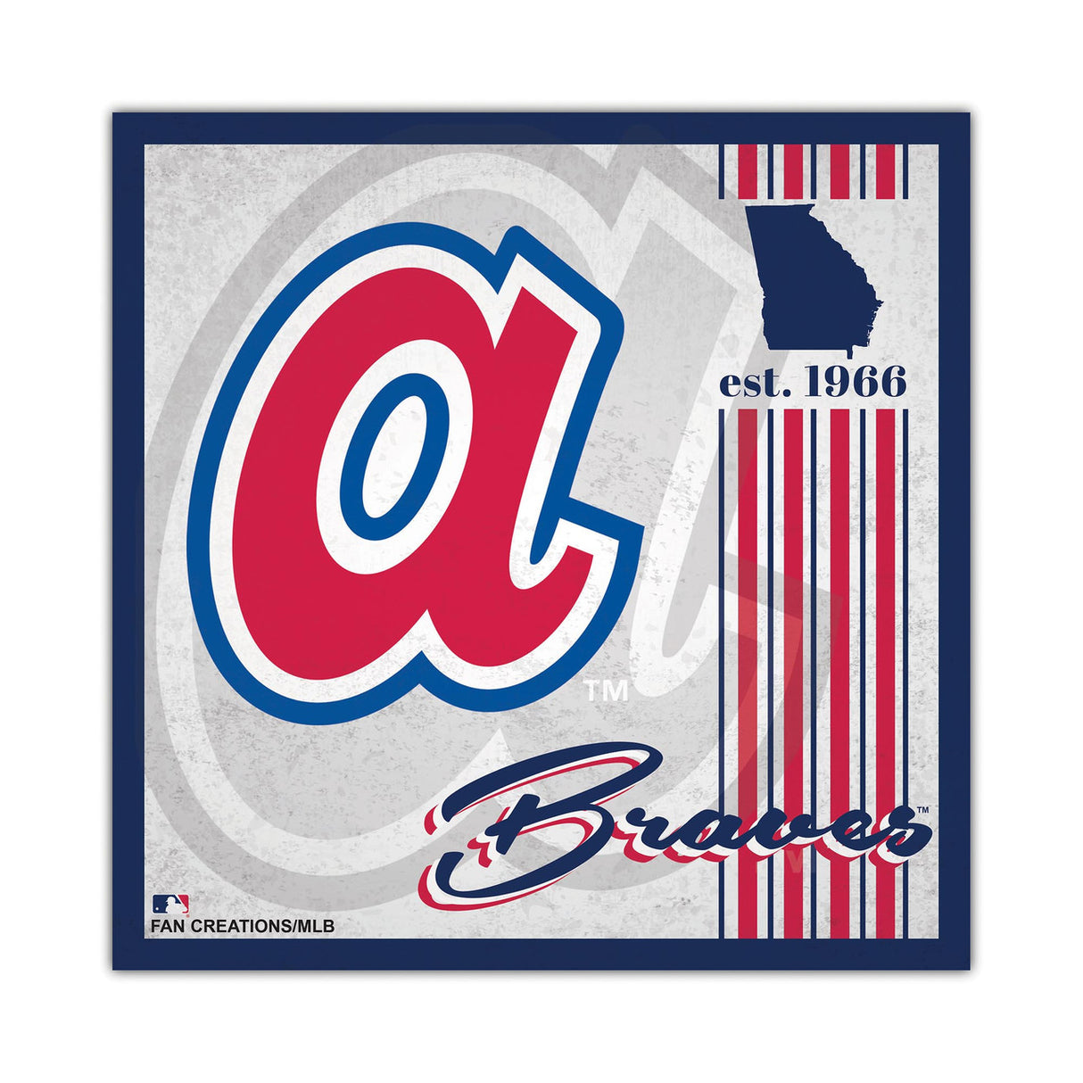 Fan Creations Atlanta Braves Album Design Wood Sign 10x10 Fan Gear MLB Atlanta Braves