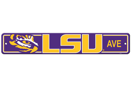 Fremont Die LSU Tigers Plastic Street Style Special Order Sign 4x24 Fan Gear NCAA LSU Tigers