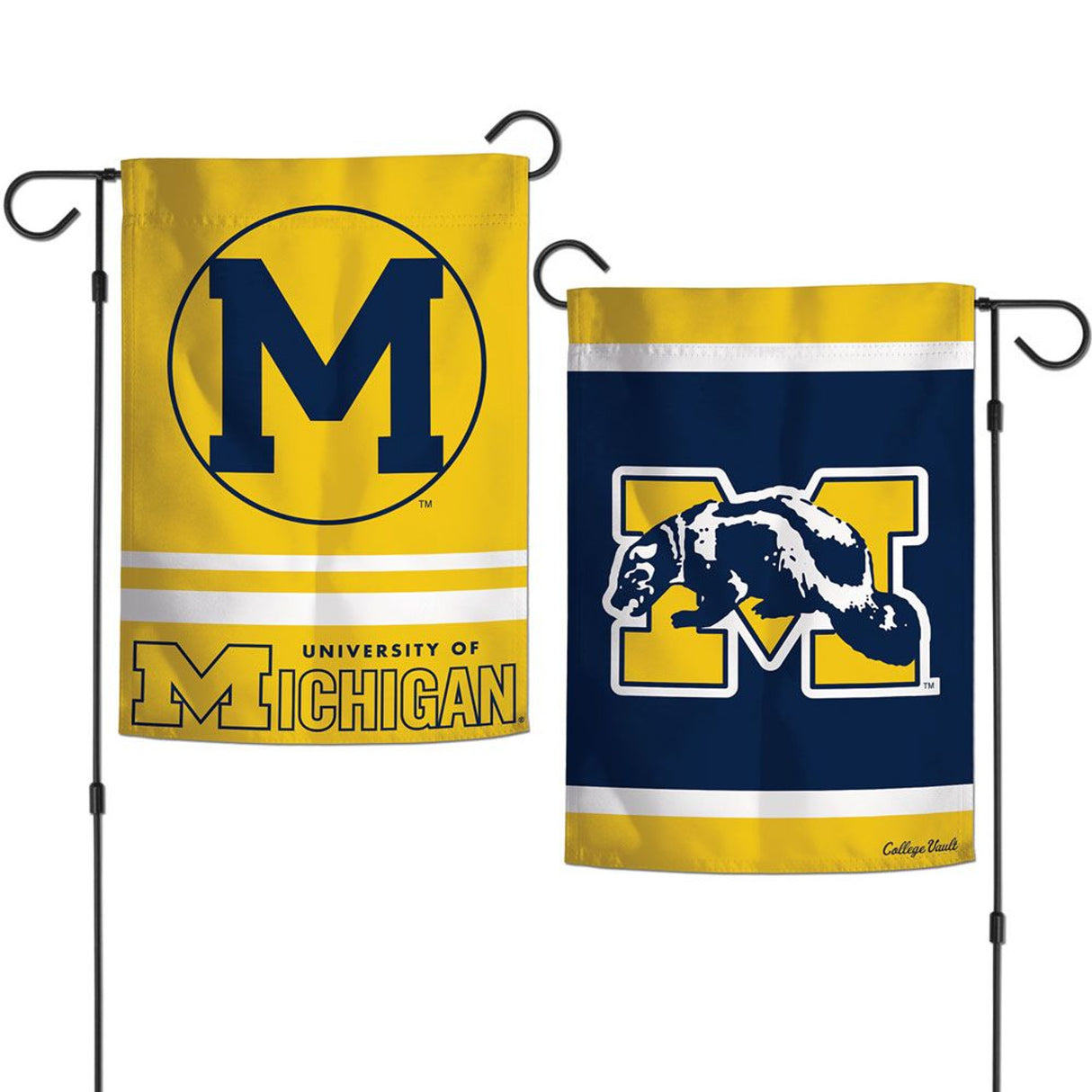Wincraft Michigan Wolverines 2 Sided College Vault Design Garden Style Flag 12x18 - Special Order Fan Gear NCAA Michigan Wolverines
