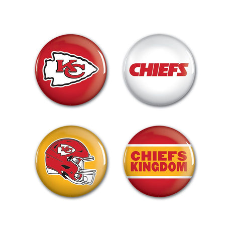 Wincraft Kansas City Chiefs 4 Pack Buttons Fan Gear NFL Kansas City Chiefs