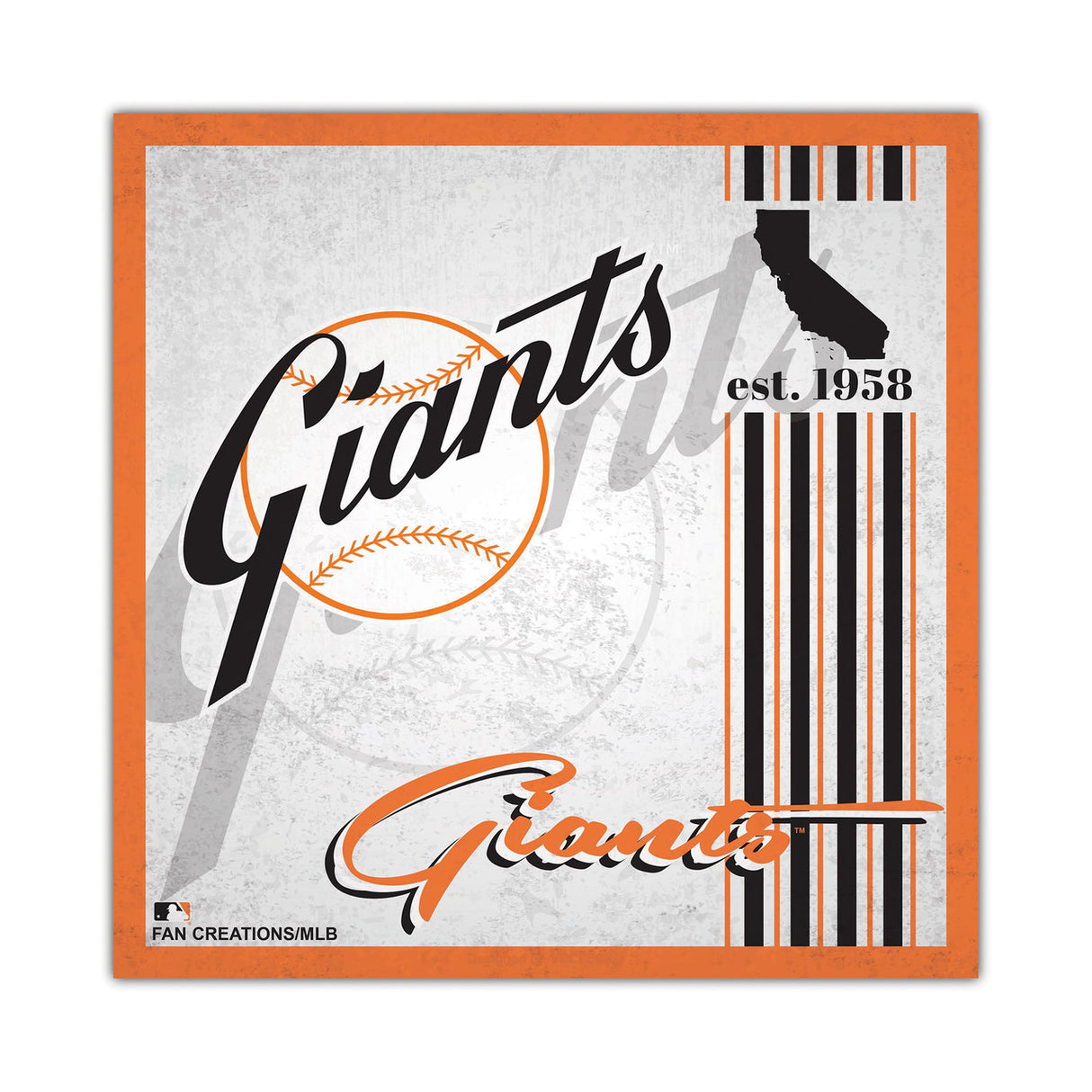 Fan Creations San Francisco Giants Album Design Wood Sign 10x10 Fan Gear MLB San Francisco Giants