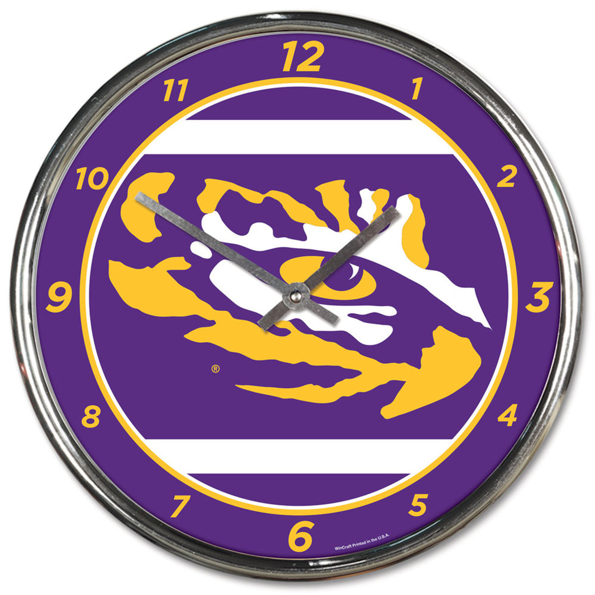 Wincraft LSU Tigers Chrome Round Wall Clock Fan Gear NCAA LSU Tigers