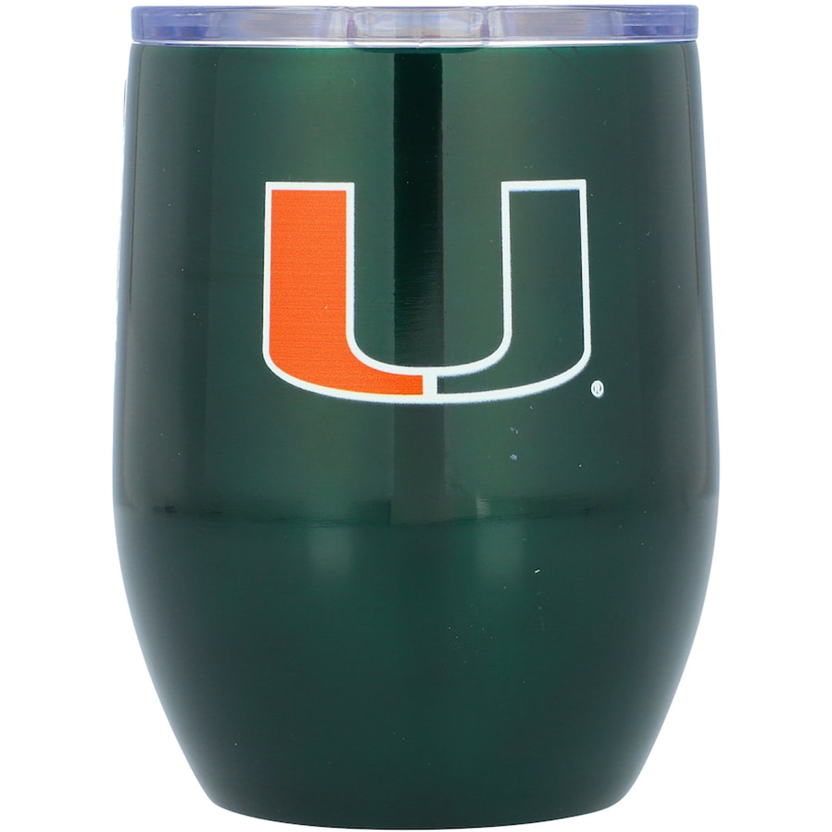 Logo Brands Miami Hurricanes 16oz Stainless Steel Curved Travel Tumbler Fan Gear NCAA Miami Hurricanes
