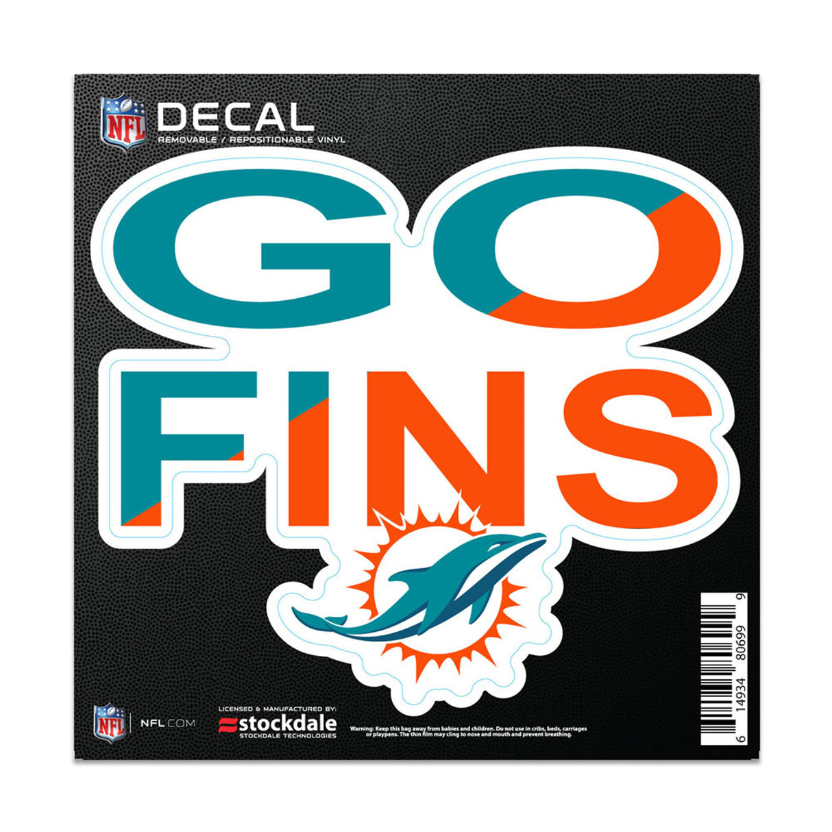 Wincraft Miami Dolphins Slogan All Surface Decal 6x6 Fan Gear NFL Miami Dolphins