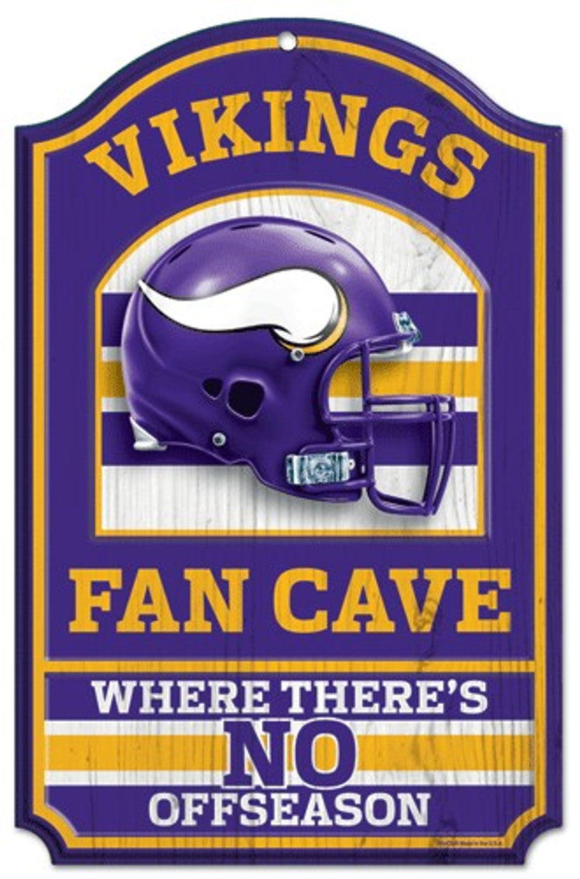 Wincraft Minnesota Vikings Fan Cave Design Wood Sign 11x17 Fan Gear NFL Minnesota Vikings