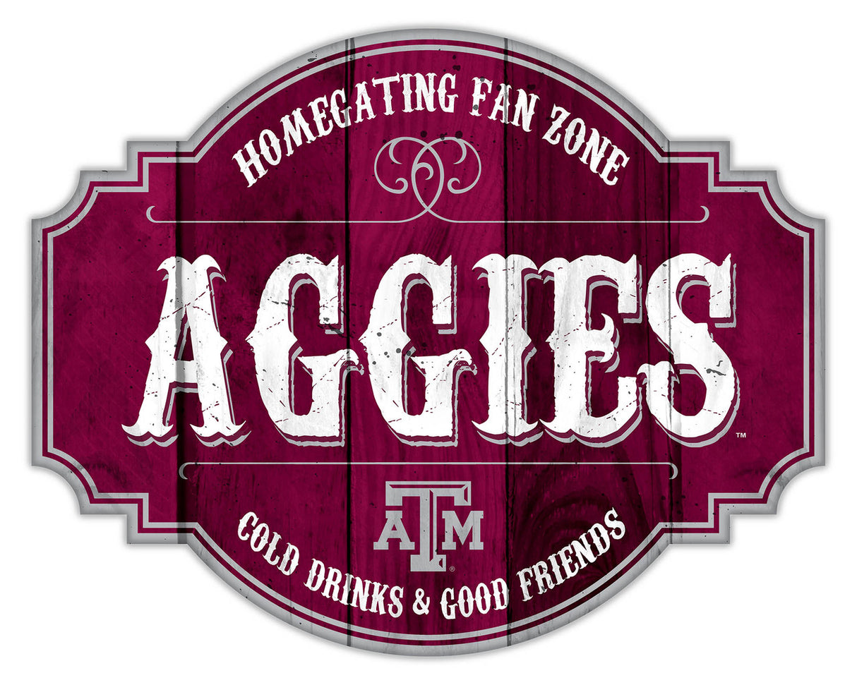 Fan Creations Texas A&M Aggies 12 Inch Homegating Tavern Wood Sign Fan Gear NCAA Texas A&M Aggies