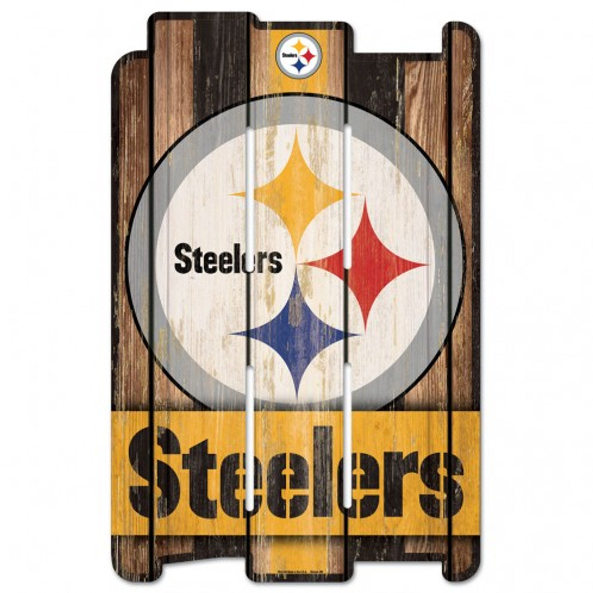 Wincraft Pittsburgh Steelers Fence Style Wood Sign 11x17 Fan Gear NFL Pittsburgh Steelers