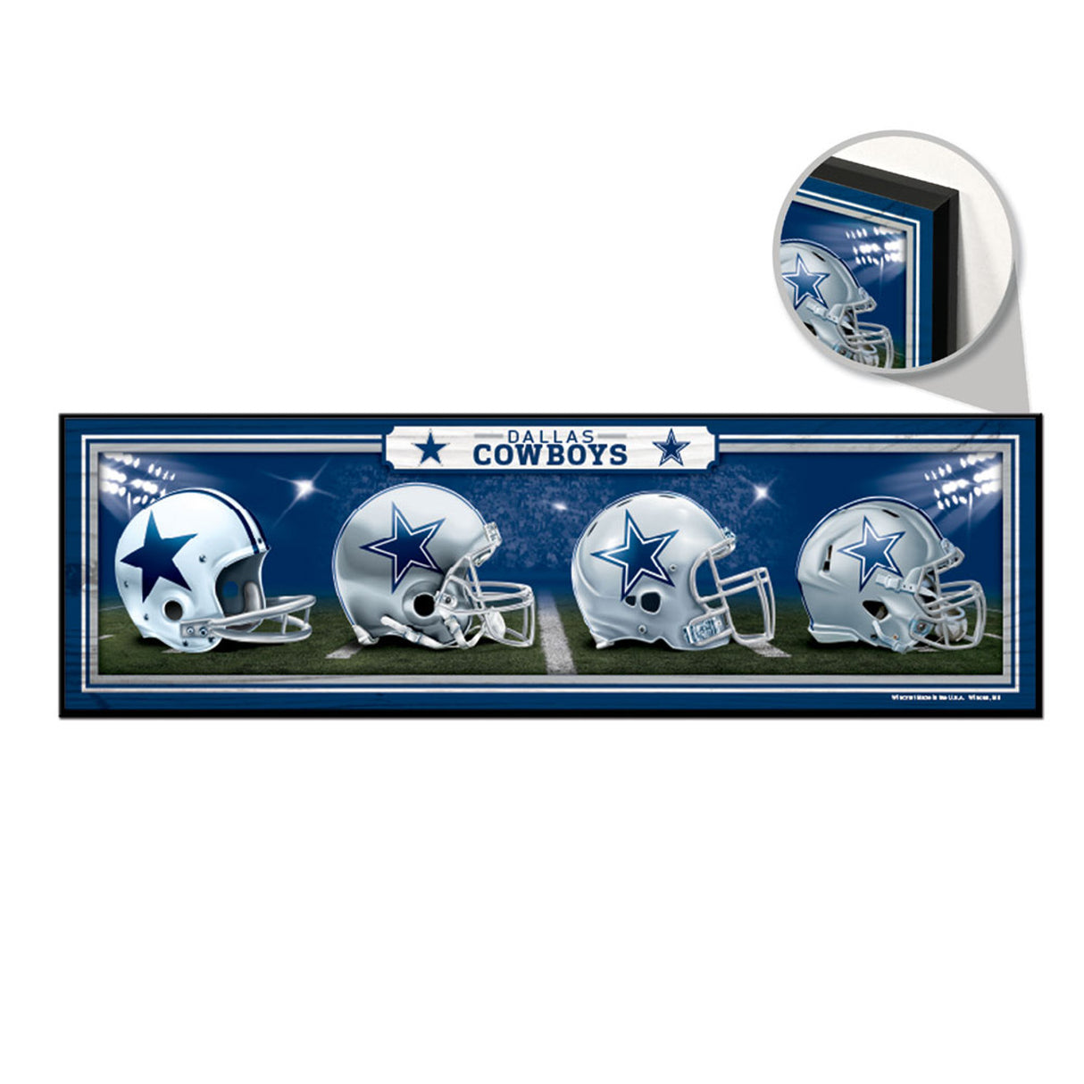 Wincraft Dallas Cowboys Helmets Design Wood Sign 9x30 - Special Order Fan Gear NFL Dallas Cowboys