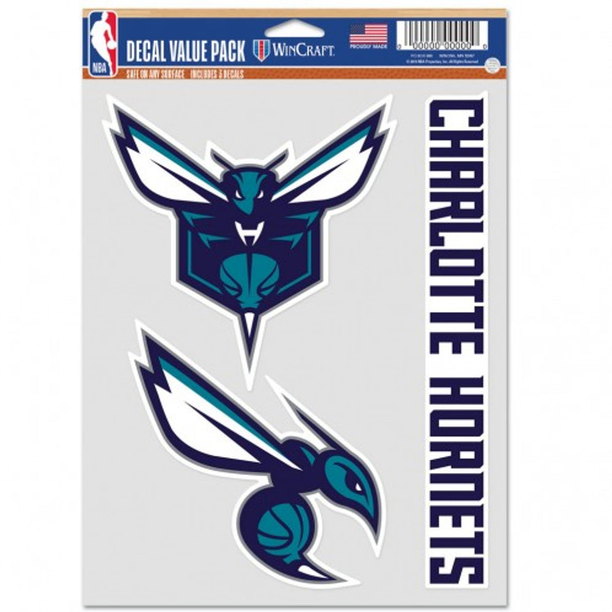 Wincraft Charlotte Hornets Fan 3 Pack Multi Use Decal Fan Gear NBA Charlotte Hornets