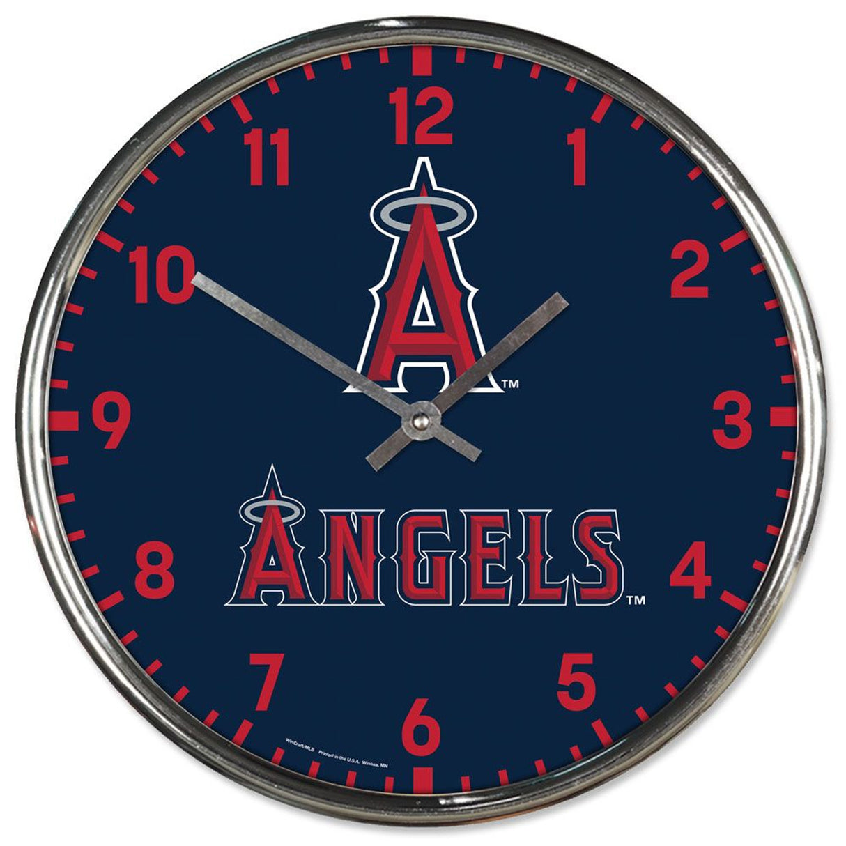 Wincraft Los Angeles Angels Chrome Round Wall Clock Fan Gear MLB Los Angeles Angels