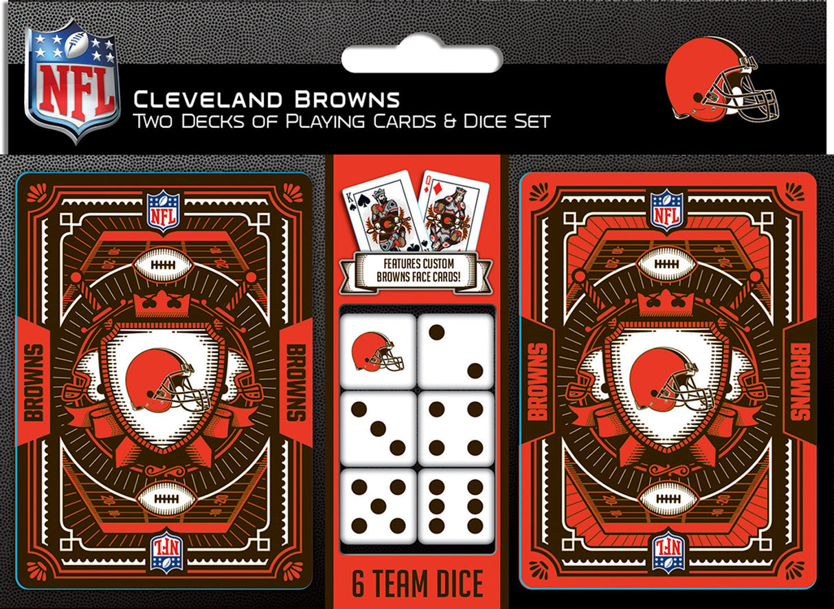 Masterpieces Puzzle Company Cleveland Browns Playing Cards and Dice Set Fan Gear NFL Cleveland Browns
