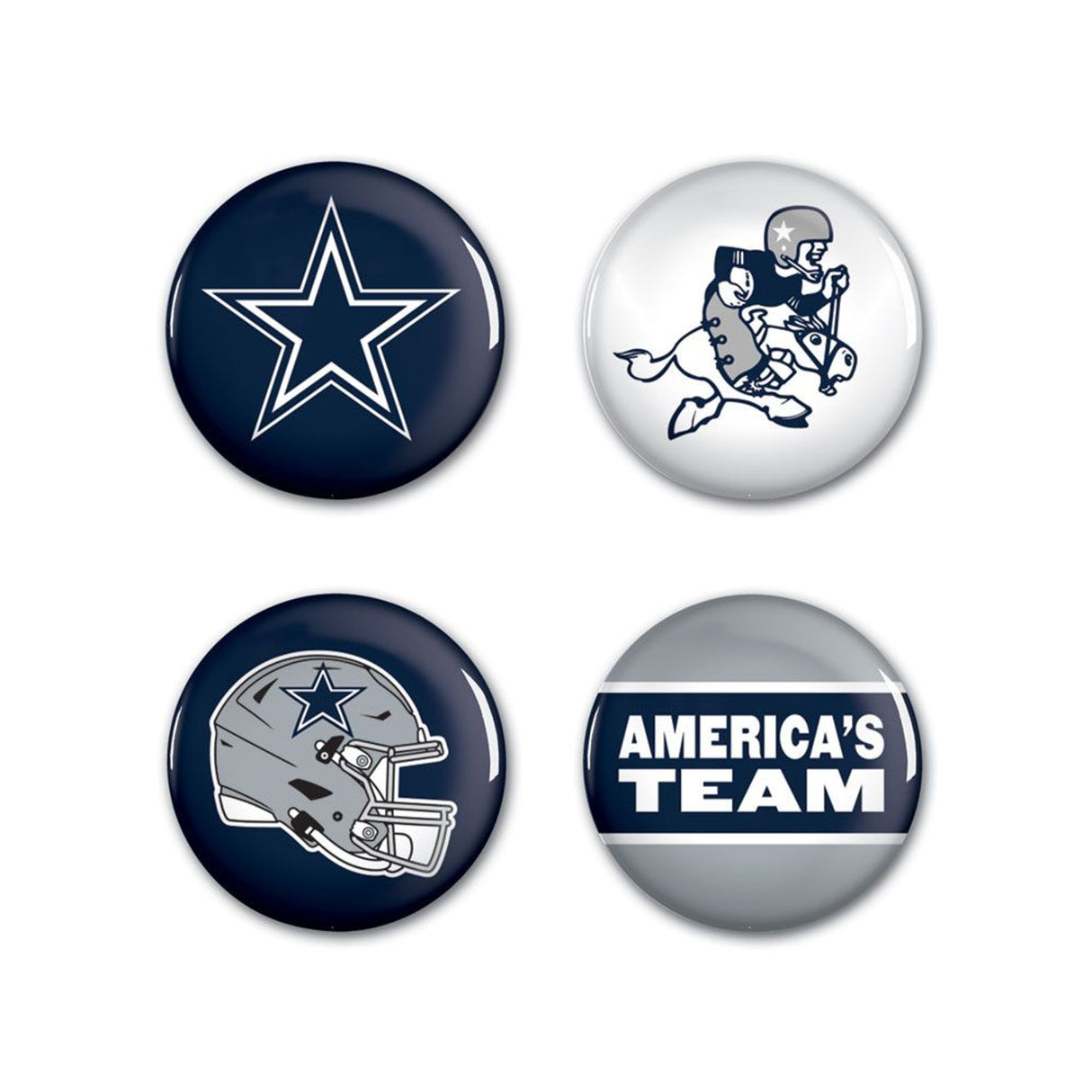 Wincraft Dallas Cowboys 4 Pack Buttons Fan Gear NFL Dallas Cowboys