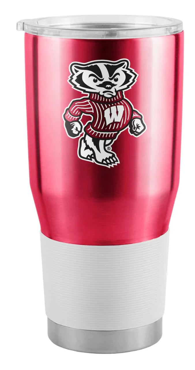 Logo Brands Wisconsin Badgers 30oz Stainless Steel Travel Tumbler Fan Gear NCAA Wisconsin Badgers