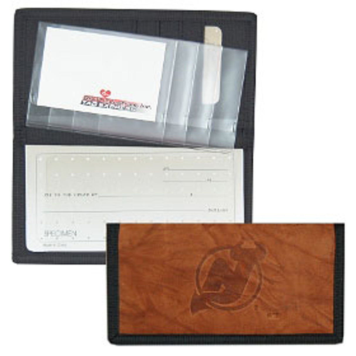 Rico Industries New Jersey Devils Leather/Nylon Embossed Checkbook Cover Fan Gear NHL New Jersey Devils