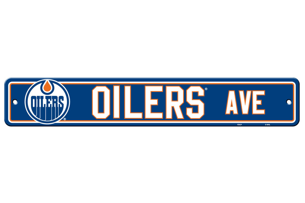 Fremont Die Edmonton Oilers 4x24 Plastic Street Style Sign Fan Gear NHL Edmonton Oilers