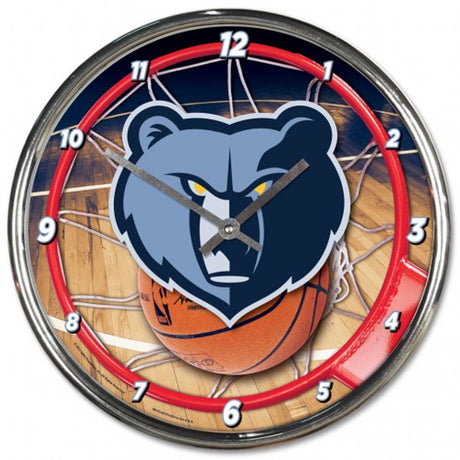 Wincraft Memphis Grizzlies Chrome Round Wall Clock Fan Gear NBA Memphis Grizzlies
