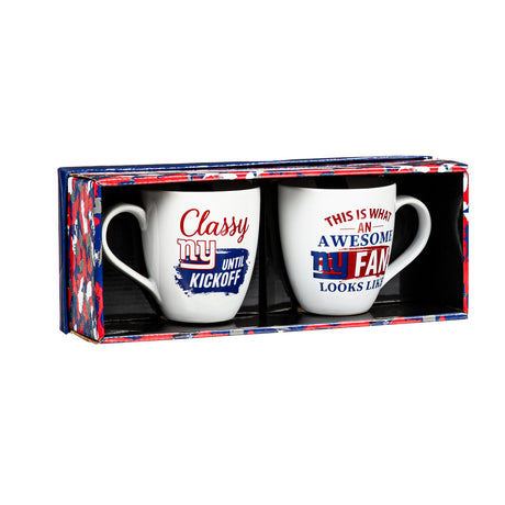 Evergreen Enterprises New York Giants 17oz Ceramic 2 Piece Coffee Mug Set with Gift Box Fan Gear NFL New York Giants