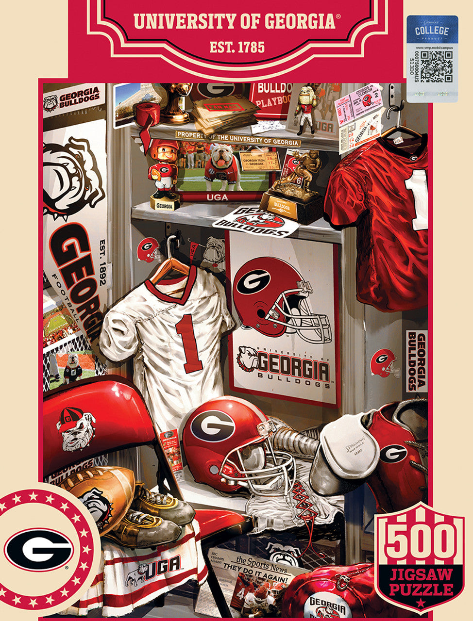 Masterpieces Puzzle Company Georgia Bulldogs Locker Room 500 Piece Puzzle Fan Gear NFL Georgia Bulldogs