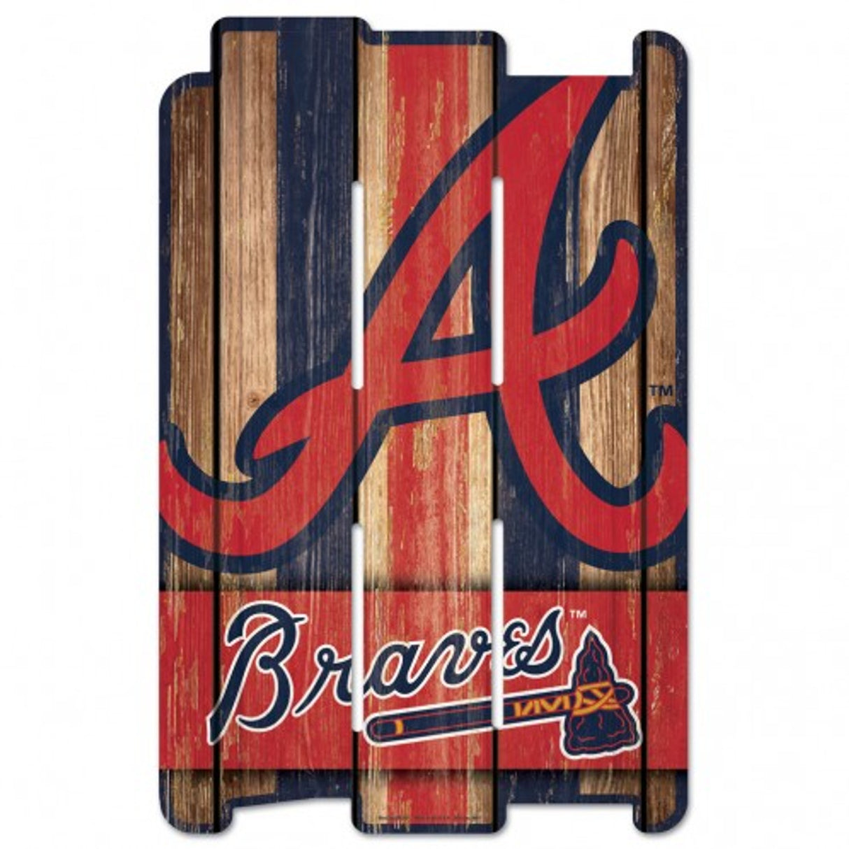 Wincraft Atlanta Braves Fence Style Wood Sign 11x17 Fan Gear MLB Atlanta Braves