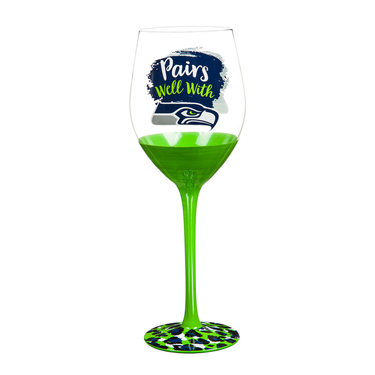Evergreen Enterprises Seattle Seahawks 17oz Stemmed Glass Wine Boxed Fan Gear NFL Seattle Seahawks