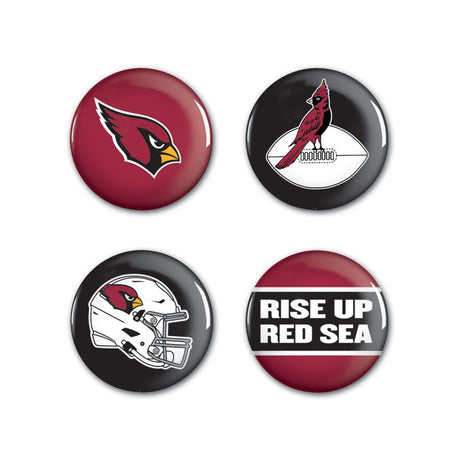 Wincraft Arizona Cardinals 4 Pack Buttons Fan Gear NFL Arizona Cardinals