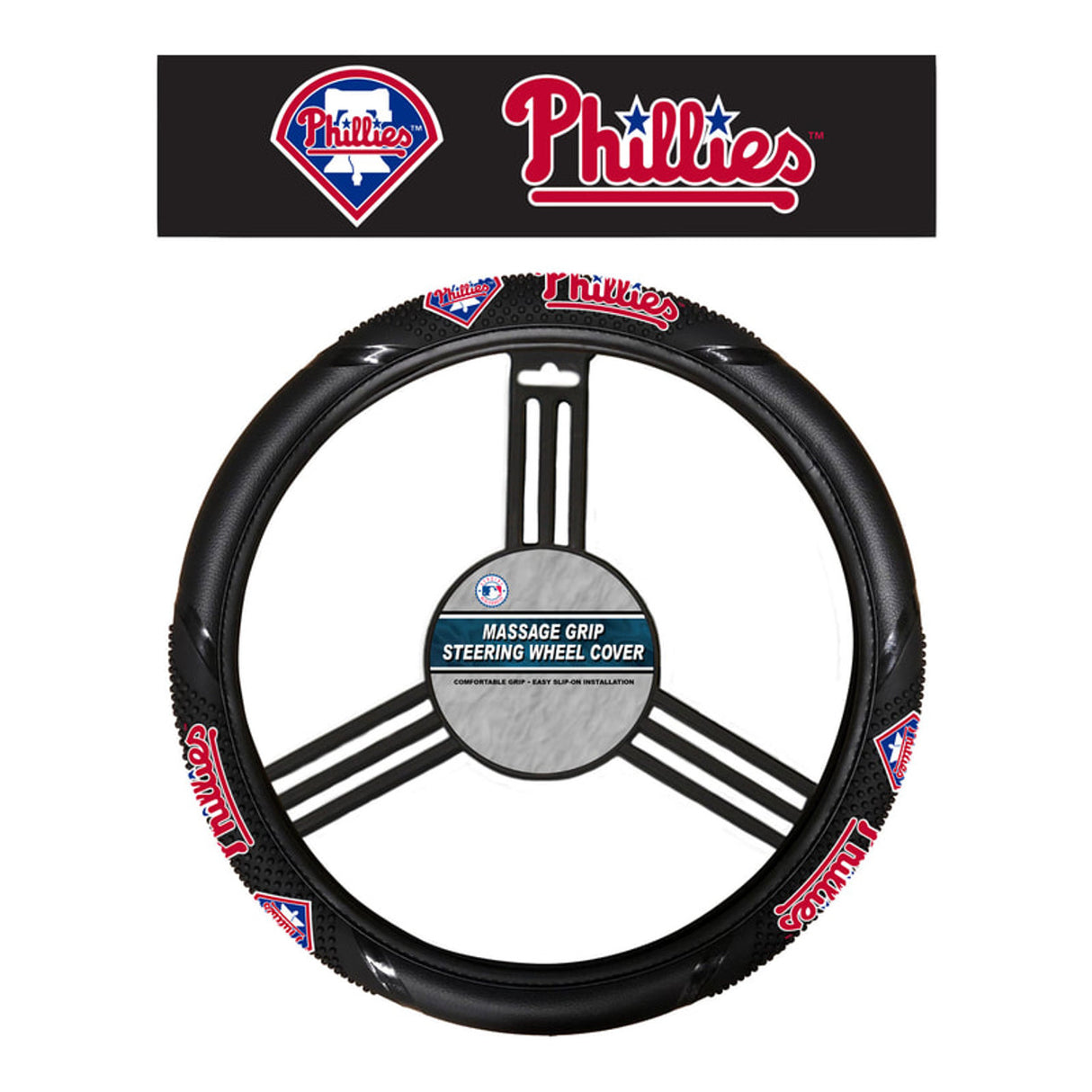 Fremont Die Philadelphia Phillies Massage Grip Steering Wheel Cover Fan Gear MLB Philadelphia Phillies