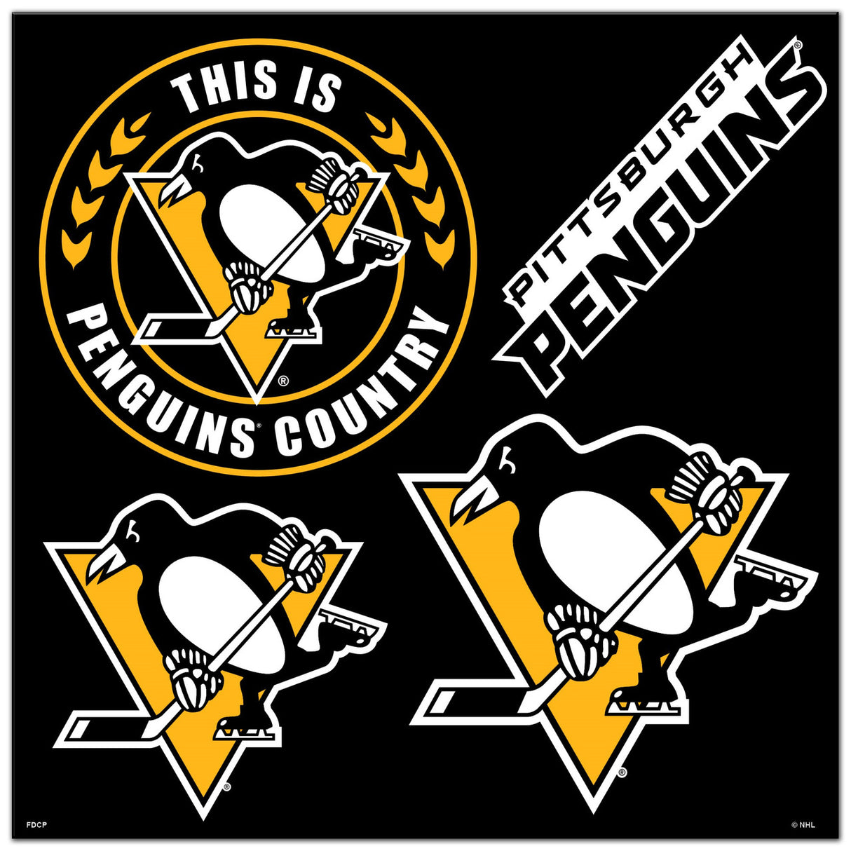 Fremont Die Pittsburgh Penguins 4 Piece Magnet Kit Fan Gear NHL Pittsburgh Penguins
