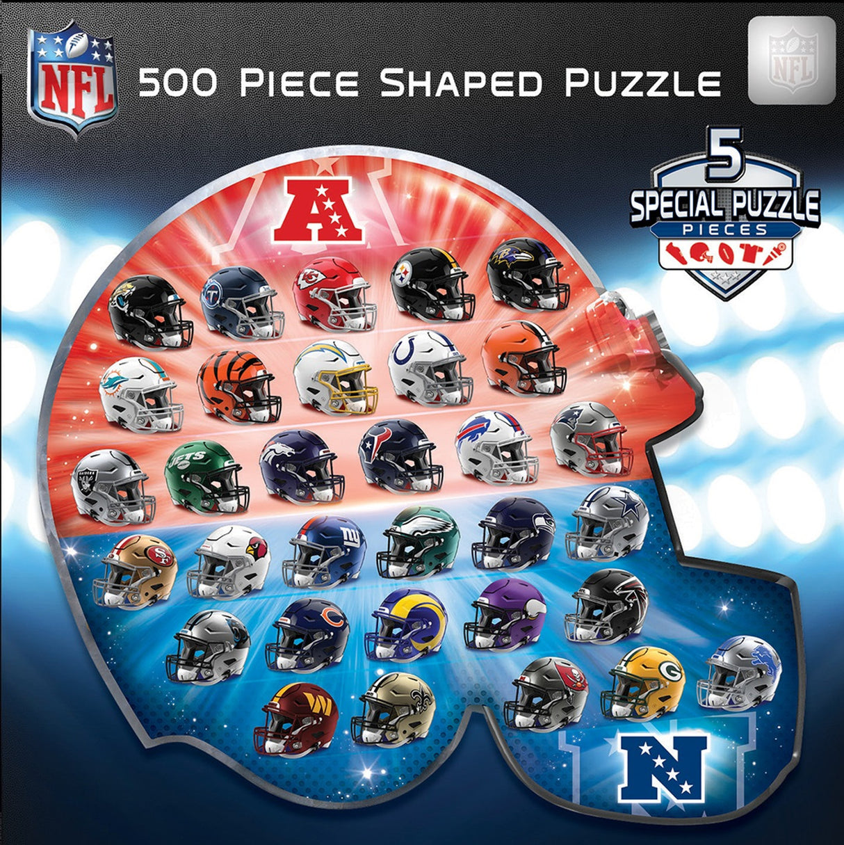 Masterpieces Puzzle Company NFL Football Helmet Shaped 500 Piece Puzzle Fan Gear NFL Teams/NFL;Types/Puzzles and Games/Puzzles & Games Misc.;NFL