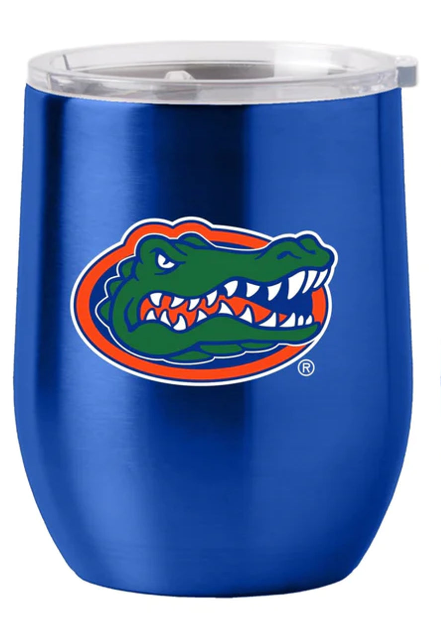 Logo Brands Florida Gators 16oz Stainless Steel Curved Travel Tumbler Fan Gear NCAA Florida Gators